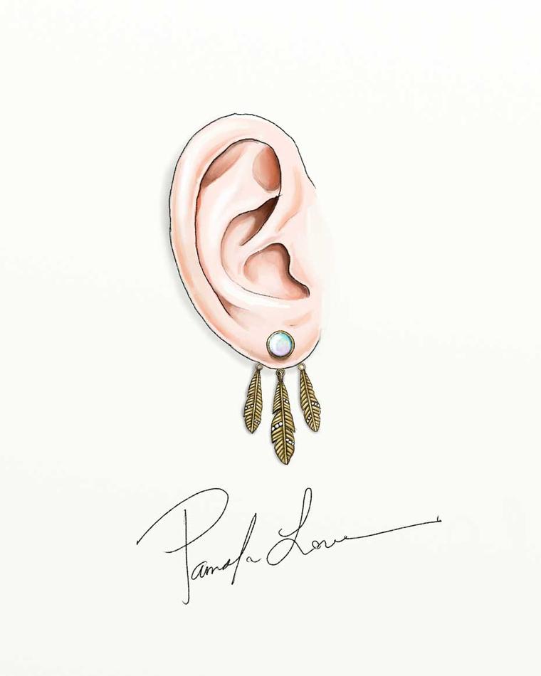 The signed sketch of Pamela Love's Frida earrings will accompanies the jewel.