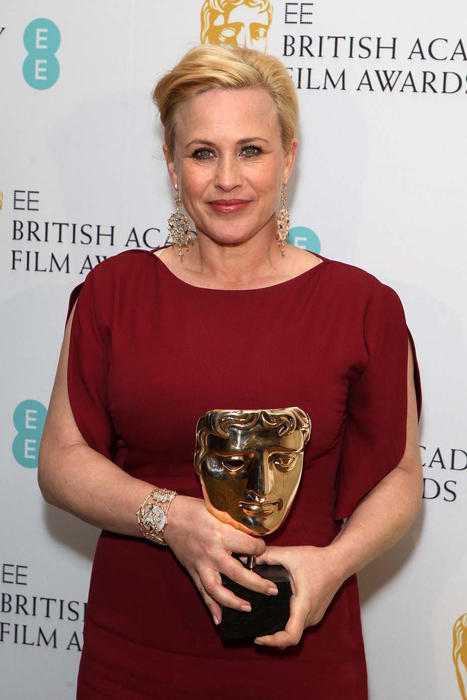 BAFTA Best Supporting Actress winner, Patricia Arquette, received her award at the ceremony at London's Royal Opera House wearing Annoushka Dream Catcher earrings and cuff.