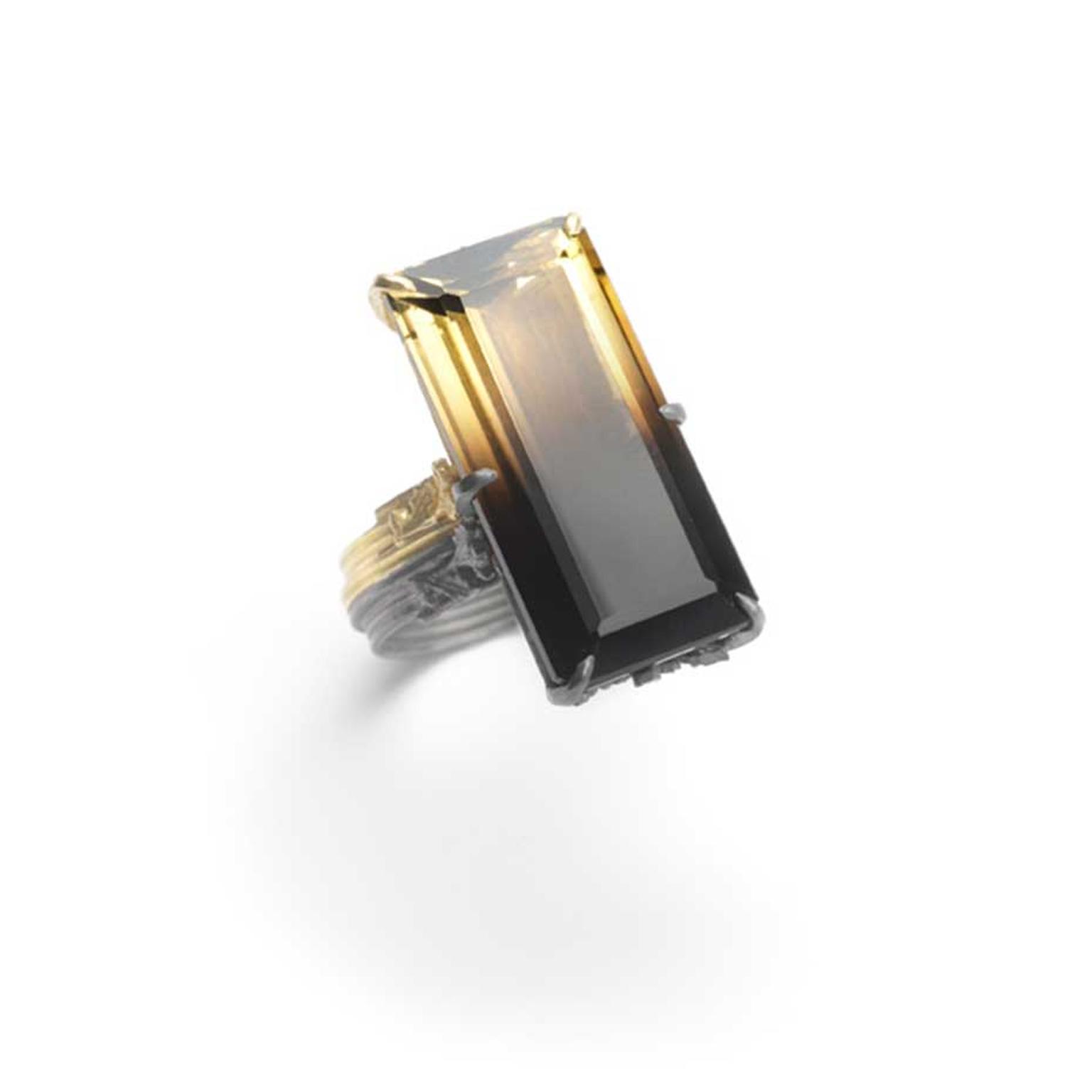 Bi-coloured citrine ring from Beth Gilmour's Dichroma Collection.