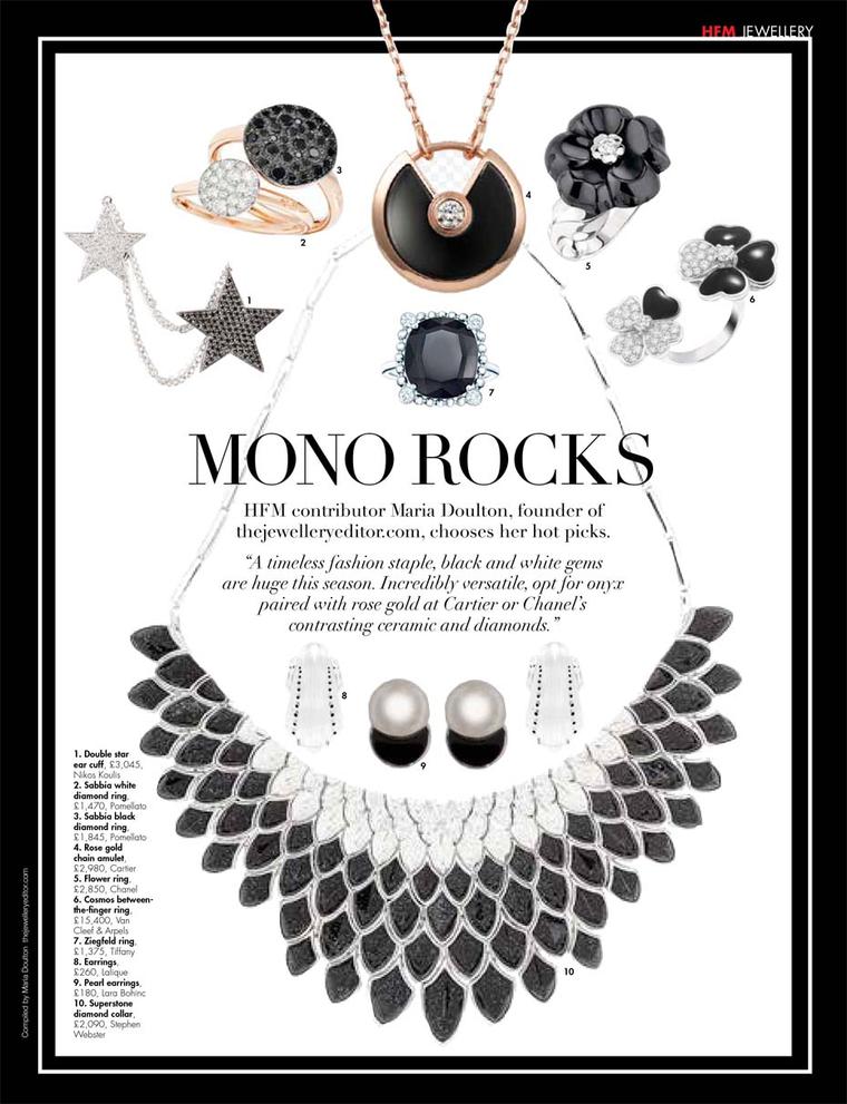 Our top picks of monochrome jewels in the launch issue of Hello! Fashion magazine.