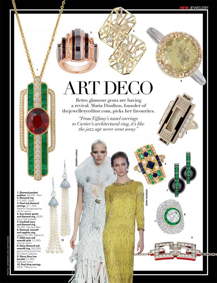 Hello! Fashion magazine featuring our top picks for art deco-inspired jewellery.