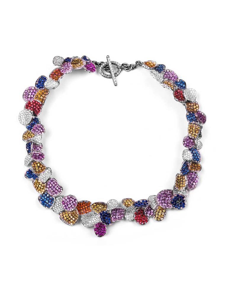 Rosior necklace with multi-coloured gemstones and diamonds.