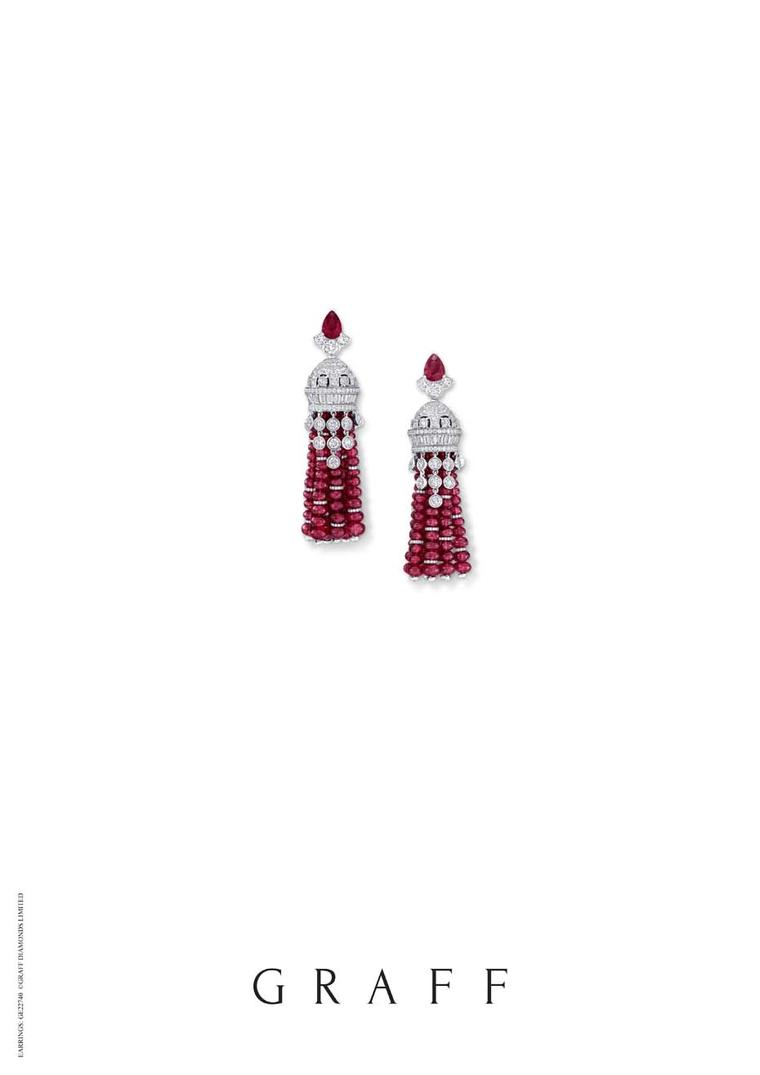 Also on display in Doha at DJWE, alongside Graff's tassel necklace, will be this pair of matching ruby and diamond earrings.