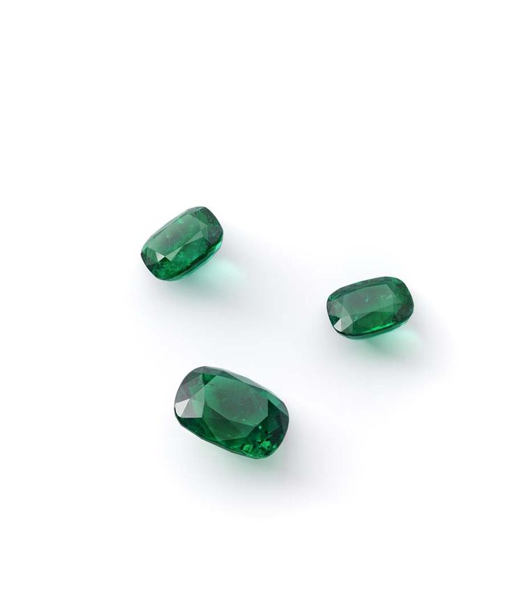 A selection of cut and polished Gemfields African emeralds.