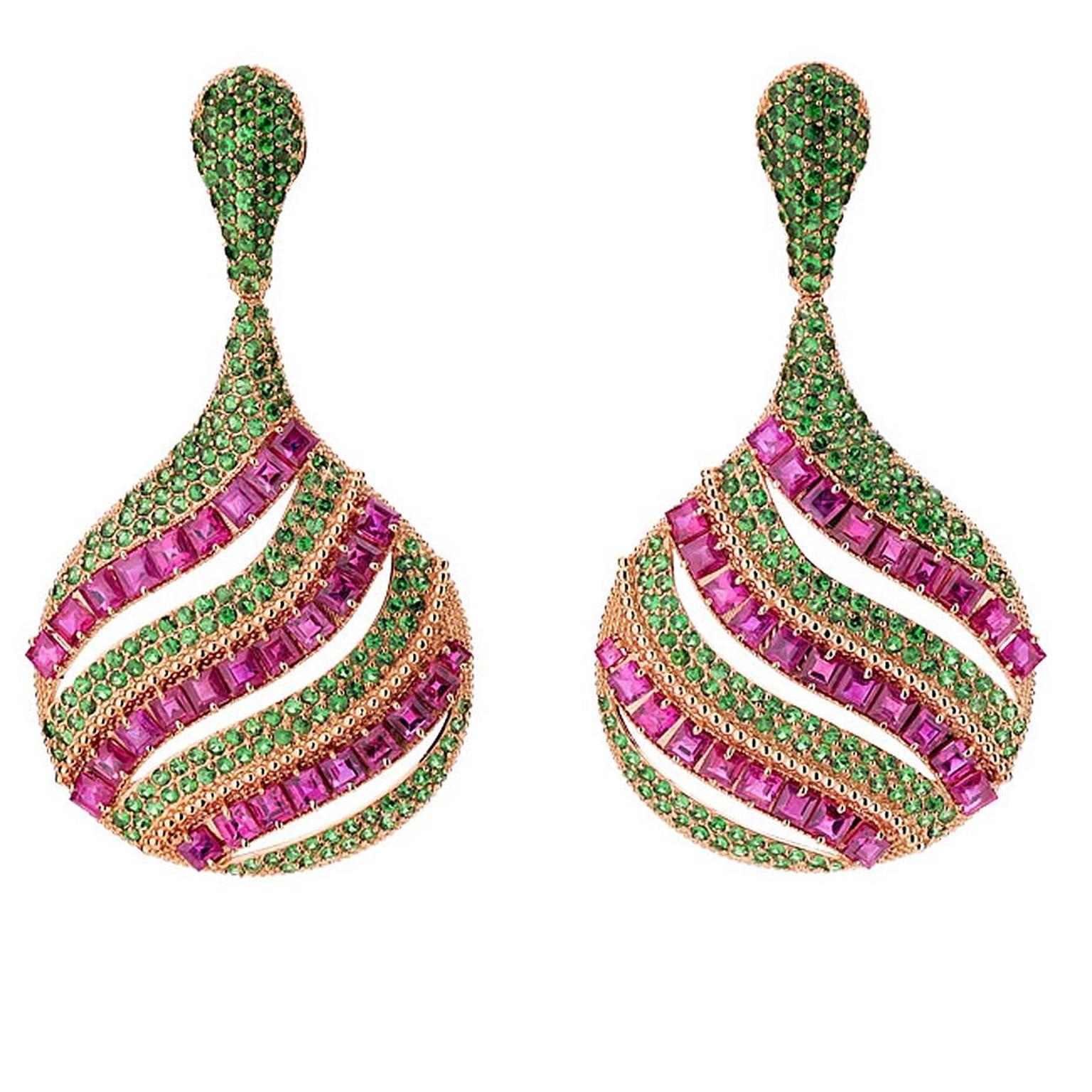 Carla Amorim ruby and tsavorite earrings