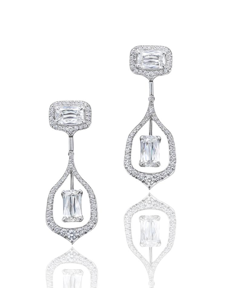 Boodles Wisteria Ashoka-cut diamond earrings.