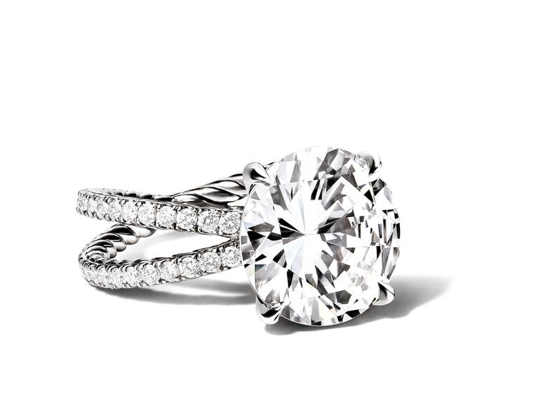 The Crossover engagement ring, set with a patented David Yurman signature cut diamond, was created by Yurman for his wife, Sybil, as a symbol of their love and life of collaboration and design.
