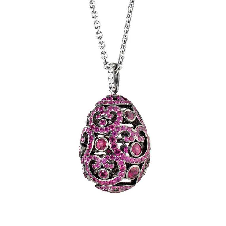 One of the signature bejewelled Fabergé egg pendants that will be on sale at the Fabergé Egg Bar at Harrods this Easter.