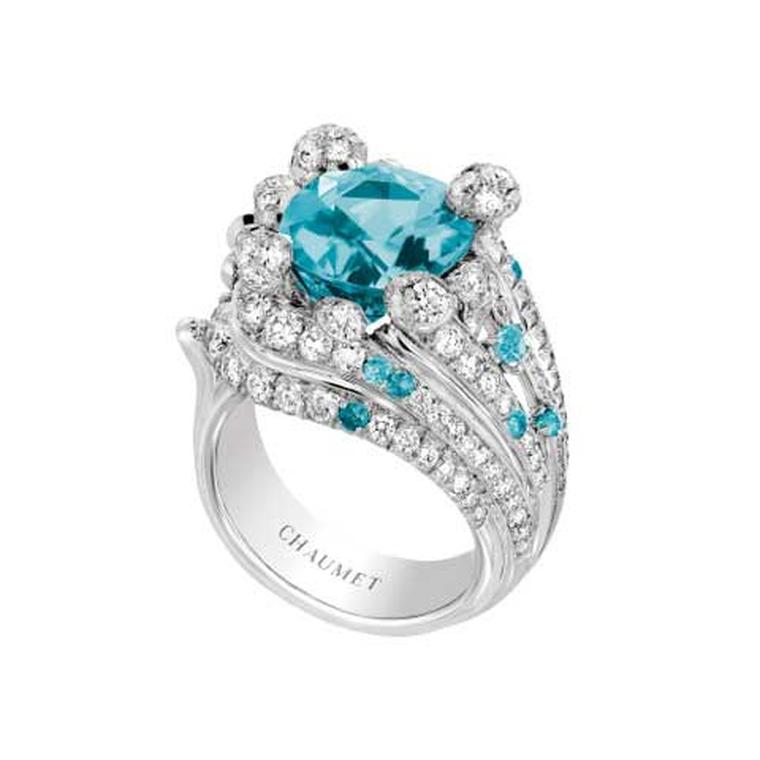 Chaumet African Paraiba-like tourmaline ring from the Lumières d'Eau high jewellery collection.