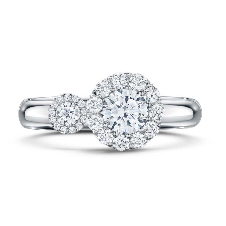 Satellite Bridal diamond engagement ring by award-winning designer Andrew Geoghegan in platinum set with a 1ct diamond and accent stones.