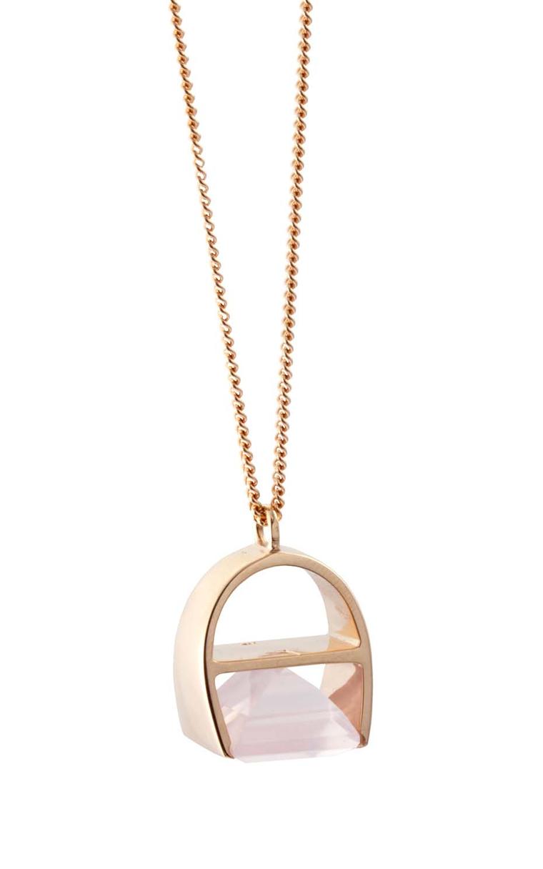 Kattri Parabola rose gold and rose quartz necklace (£3,150).