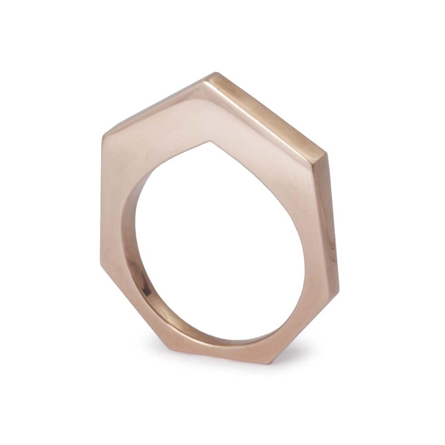 Kattri Polygon Flat rose gold ring (£2,150).