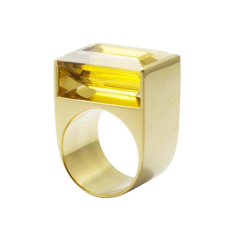 The Quadrant yellow gold and citrine ring, from the Geometry collection by fine jewellery designer Kattri, has been created using CAD 3D technology (£4,900).