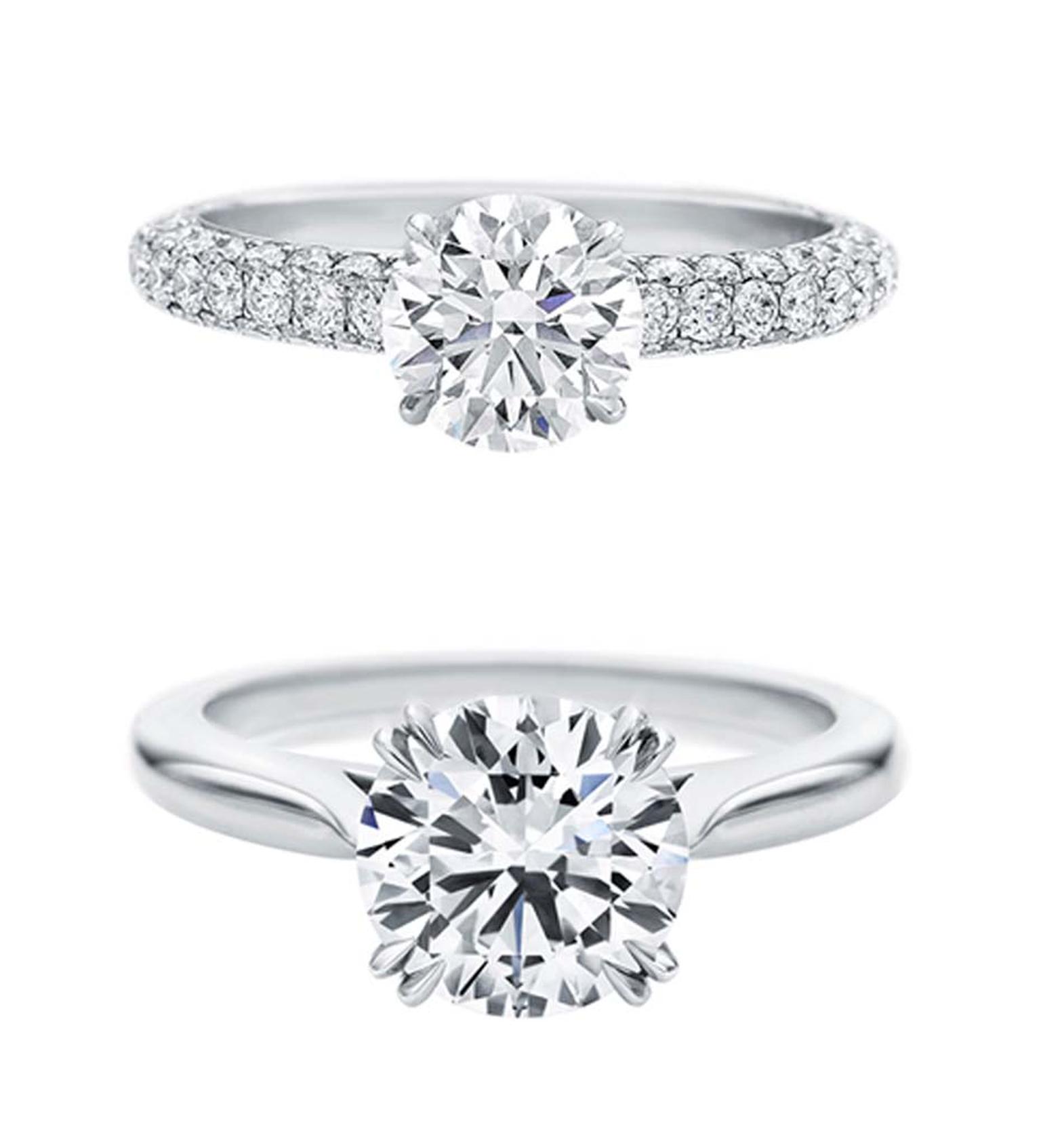 Harry Winston Attraction and Round Brilliant Solitaire diamond engagement rings