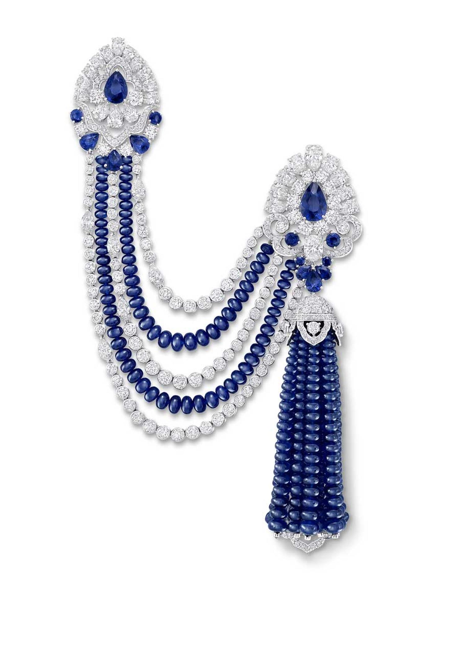 More than 330ct of sapphires and 40ct of diamonds have been used in Graff's transformable brooch/secret watch.