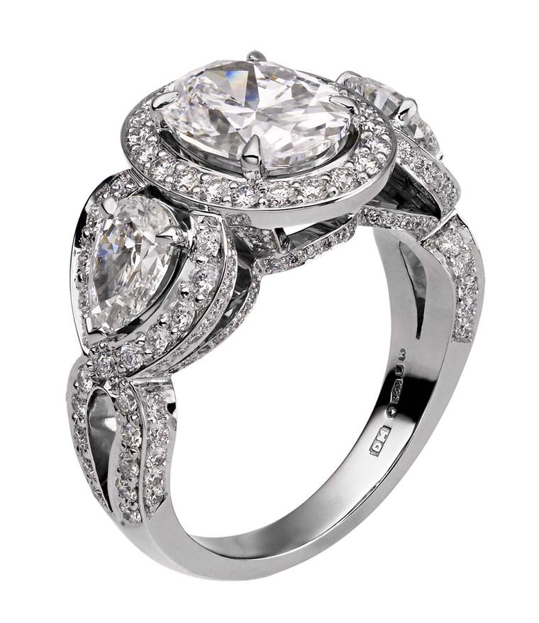 A 2 carat diamond ring, like this David Marshall 2.05ct oval-cut diamond ring, will cost almost four times as much as a 1 carat diamond ring due to the fact that larger diamonds are rarer, especially when they are of such high quality.