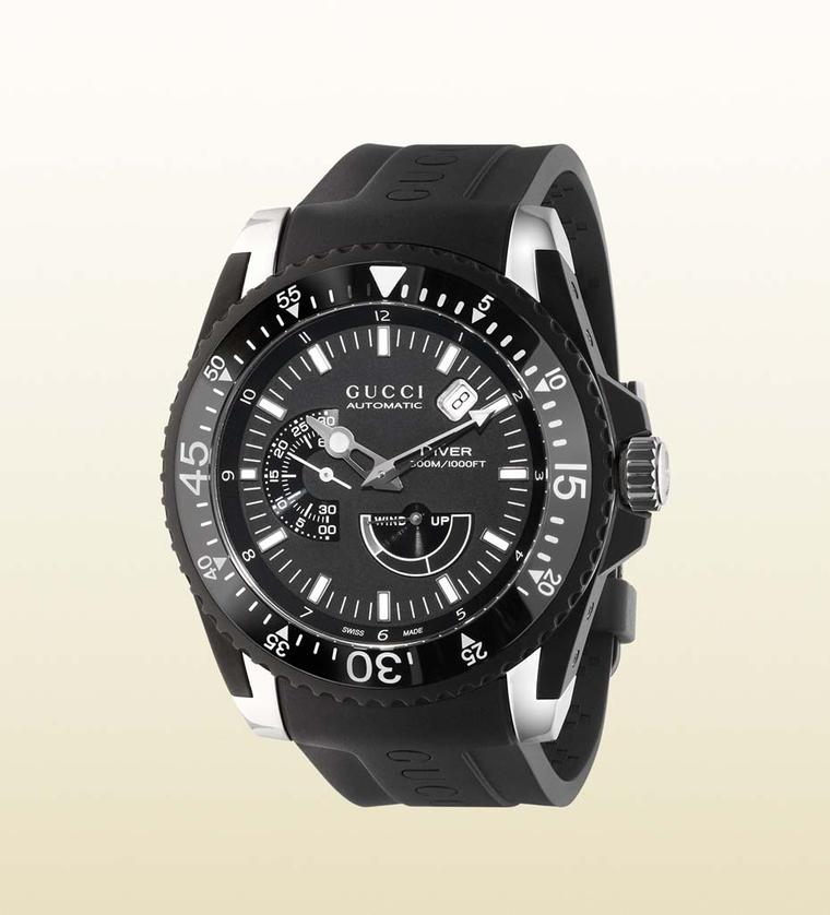 Gucci men's Dive watch will also be presented in a 45mm stainless steel and black PVD model.