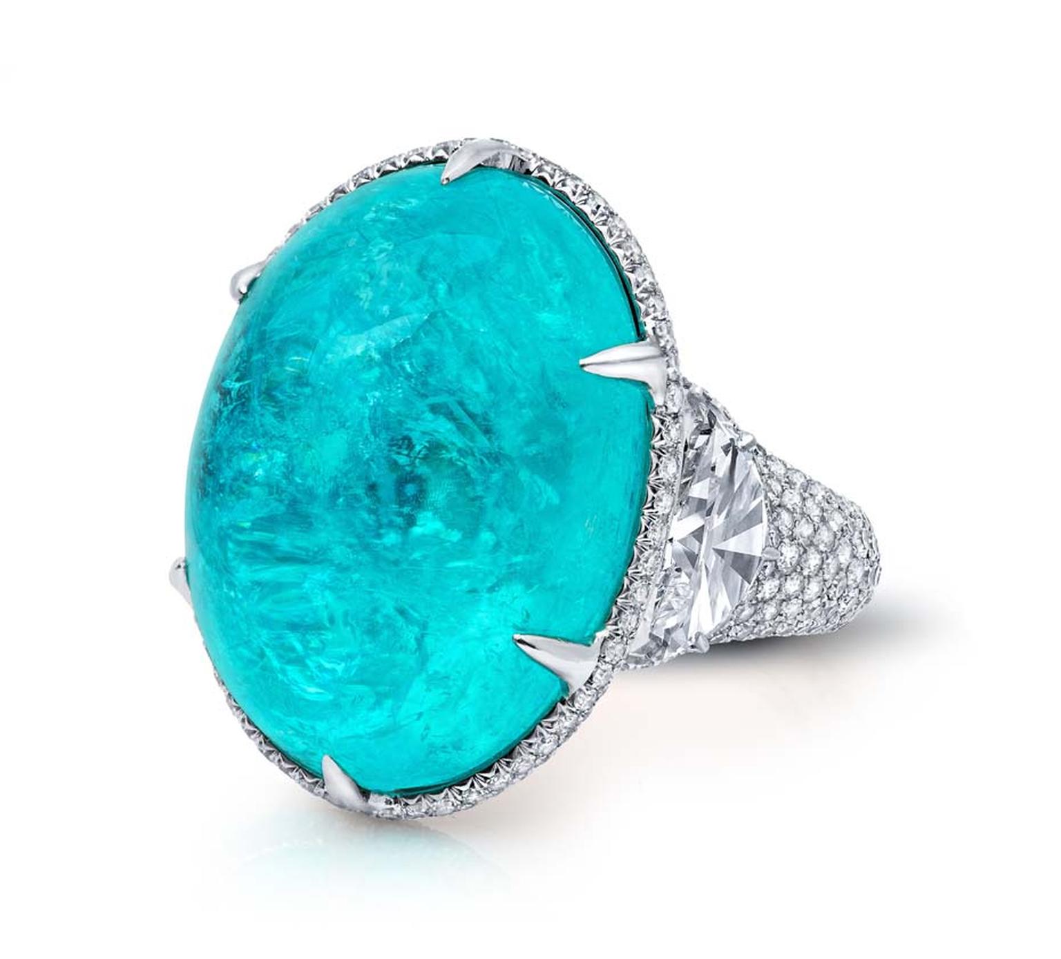Beverly Hills-based Martin Katz shows off his uncompromising craftsmanship in the new Paraiba collection, which showcases vivid turquoise Paraiba tourmalines of perfect clarity that have been collected by Katz over the years.