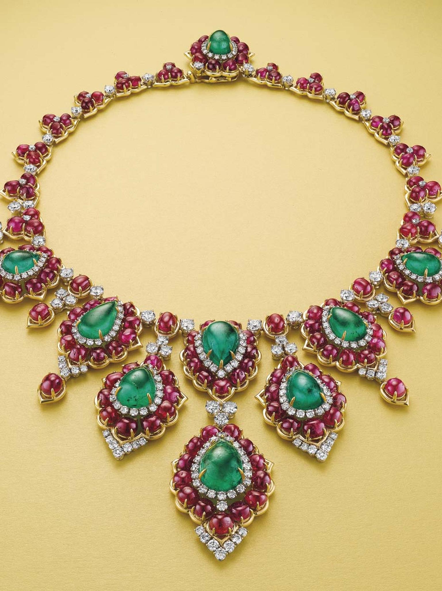 One of the highlights of Christie's Magnificent Jewels auction in New York is sure to be this superb emerald, ruby and diamond necklace by Bulgari, with an estimated value of $300-400,000.