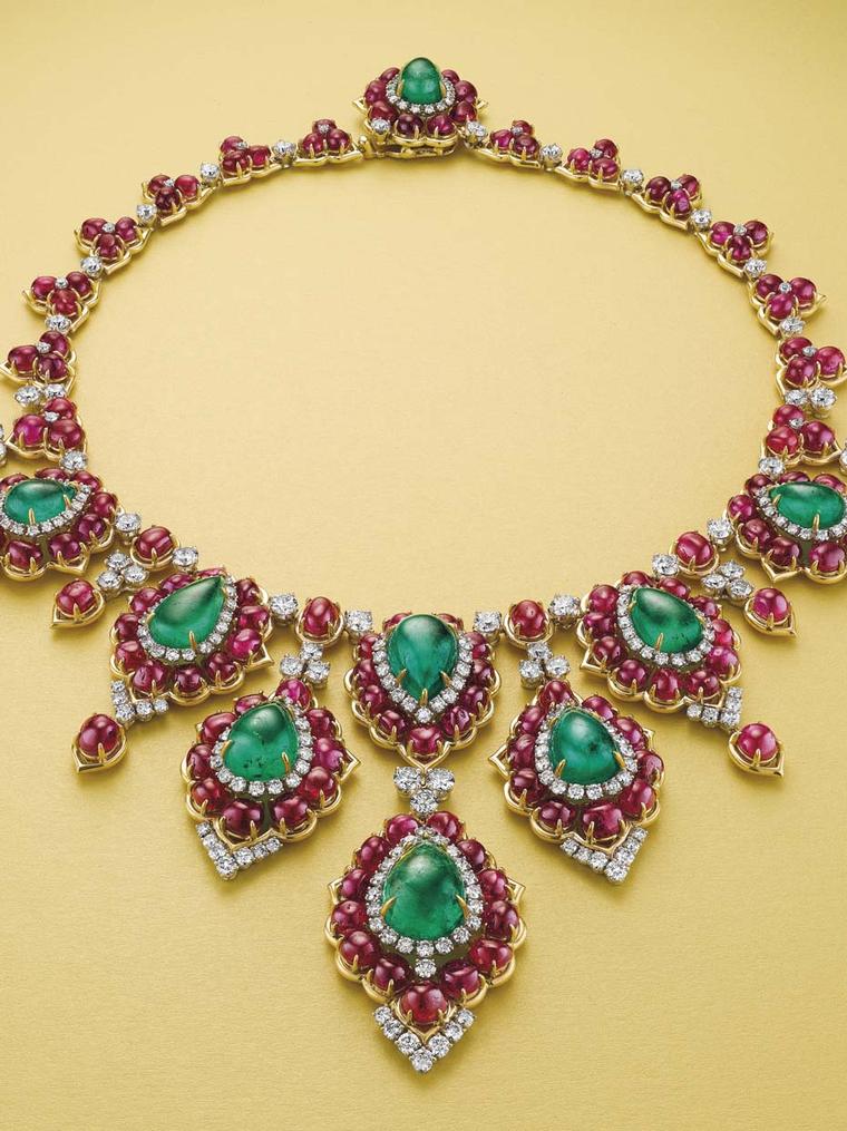 One of the highlights of Christie's Magnificent Jewels auction in New York is sure to be this superb emerald, ruby and diamond necklace by Bulgari, with an estimated value of $300-400,000.