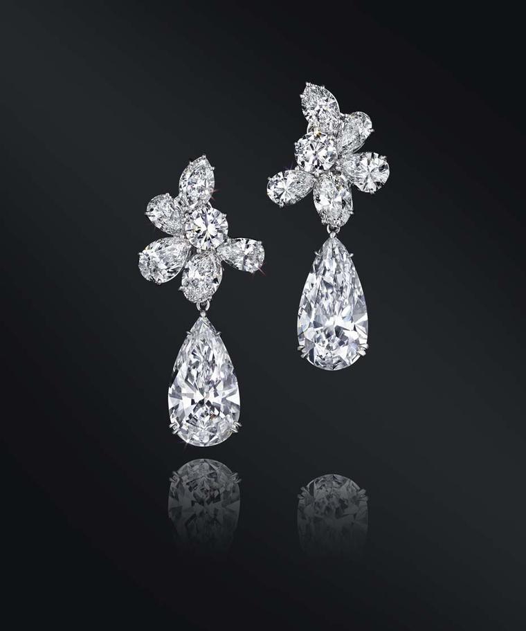 This beautiful pair of D-color Harry Winston diamond ear pendants is expected to achieve between $1.5-2 million at Christie's Magnificent Jewels auction in New York on April 14.