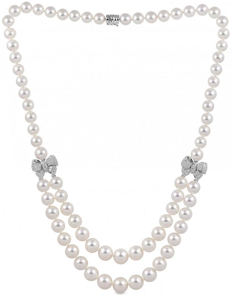 YOKO London jewellery white gold necklace with diamonds and South Sea pearls ranging in size from 9-13mm.
