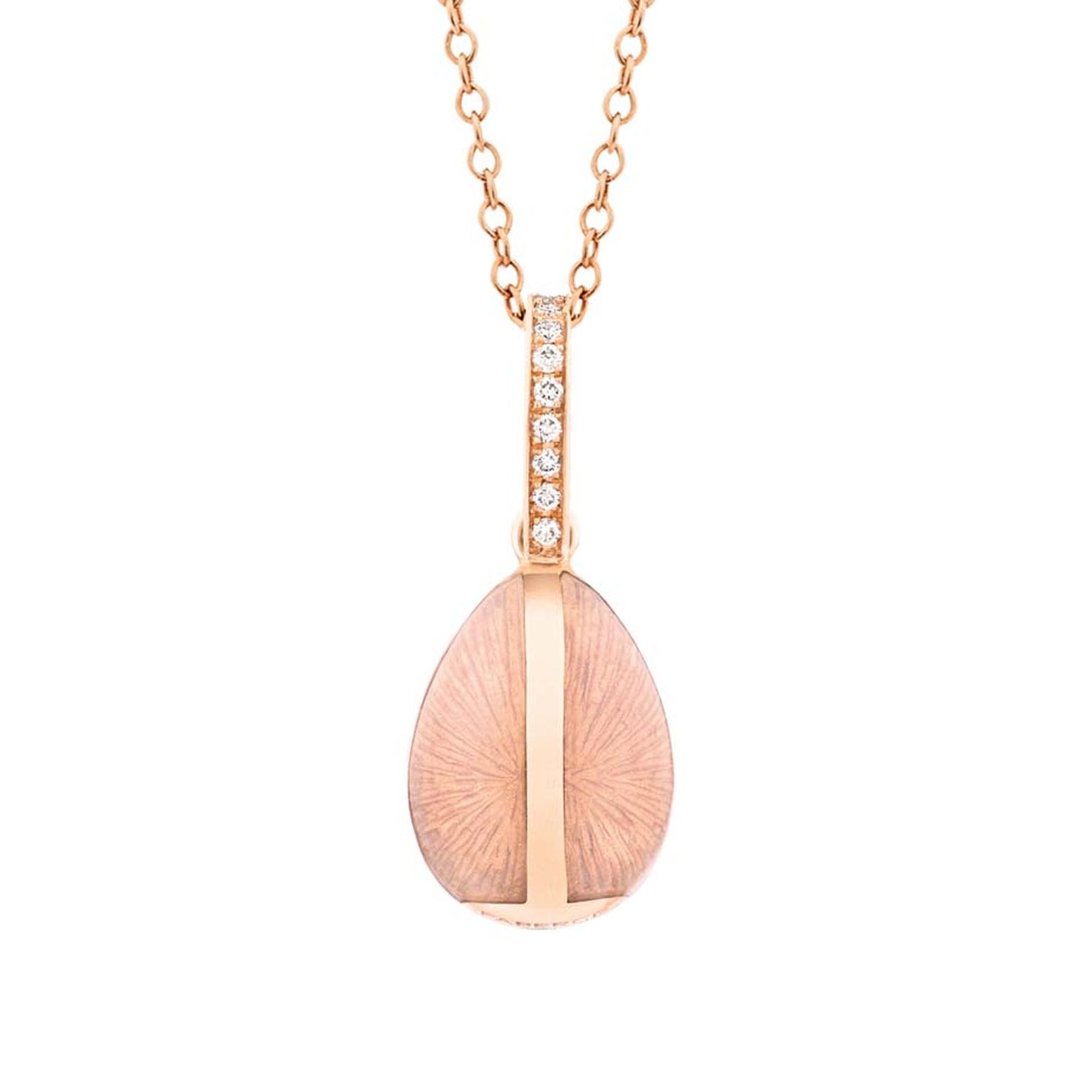 Fabergé captures the refinement, cultural richness and technical perfection we have come to expect in its new Heritage high jewellery collection, which includes this rose gold egg pendant.