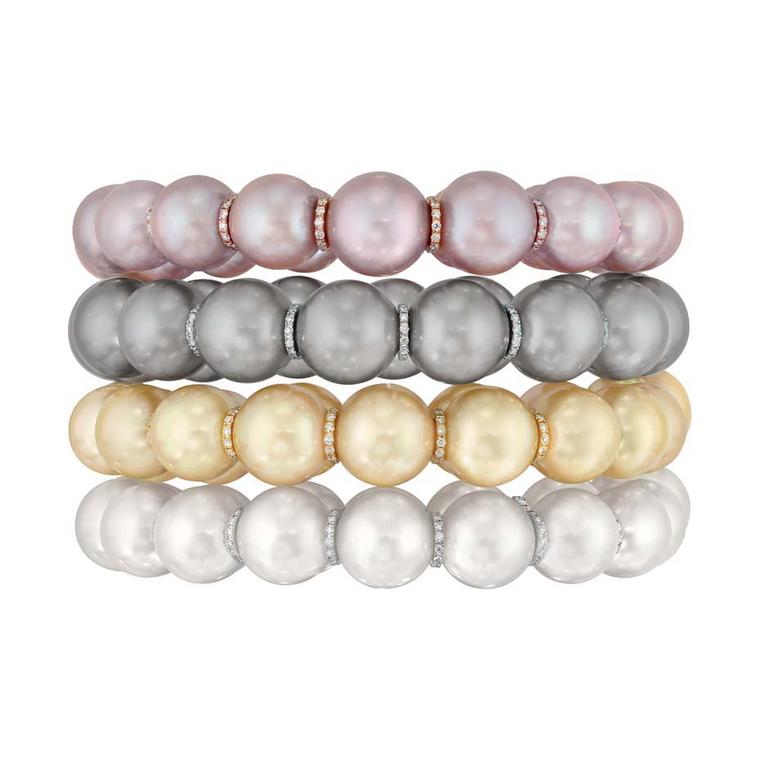 Chanel Perles Swing bracelet from the Les Perles de Chanel collection, set with brilliant-cut diamonds, 32 South Sea cultured pearls, 15 Tahitian cultured pearls and 17 freshwater cultured pearls.