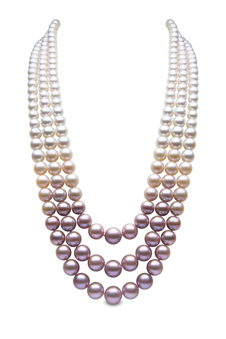 Blossom rose gold South Sea, Akoya and freshwater pearl necklace 