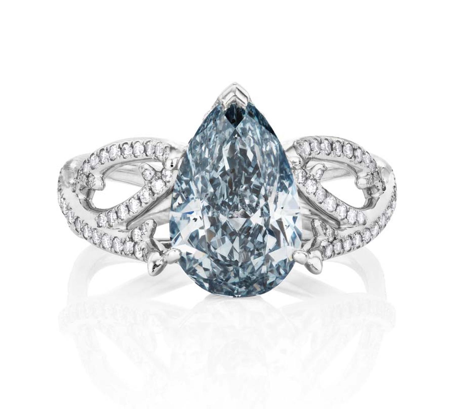 De Beers 1888 Master Diamonds Volute blue diamond ring