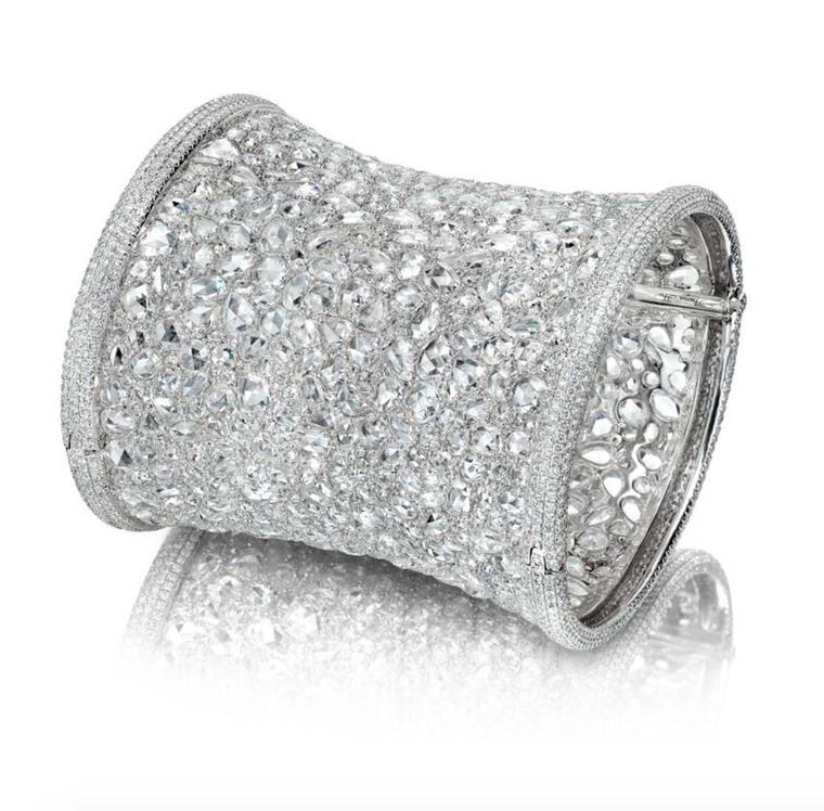 Anna Hu's Hearst of Winter high jewellery cuff, as worn by Gwyneth Paltrow to the 2012 Oscars, is made of 2,368 rose-cut, round brilliant diamonds and is valued at $1 million.