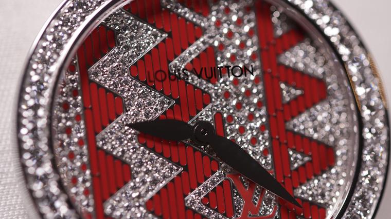 Vuitton's Chevron ladies’ watches feature strong colours and, graphic patterns and plenty of diamonds and were created under the guidance of  Louis Vuitton's designer Nicolas Ghesquière.