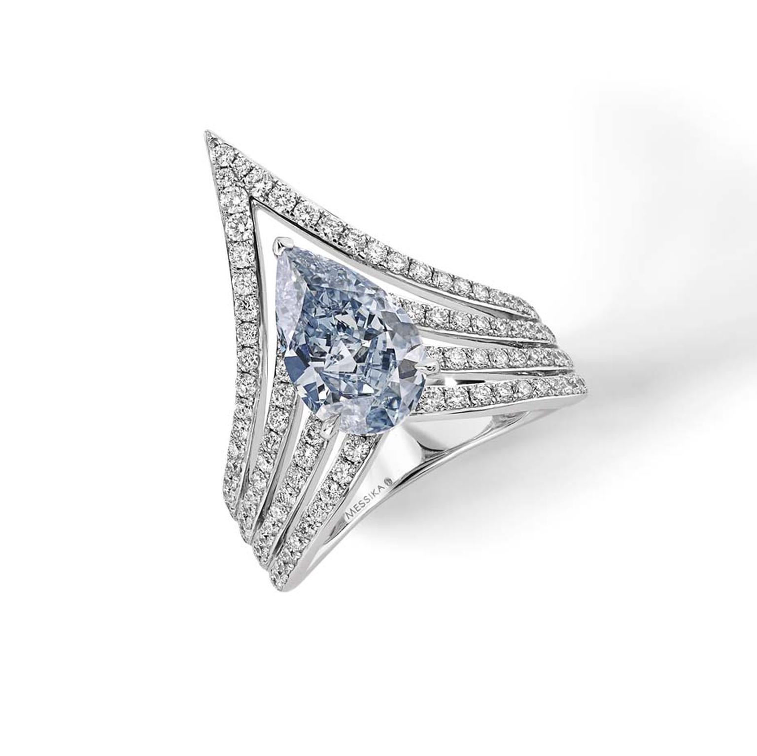 Messika blue diamond ring from the Queen V collection.