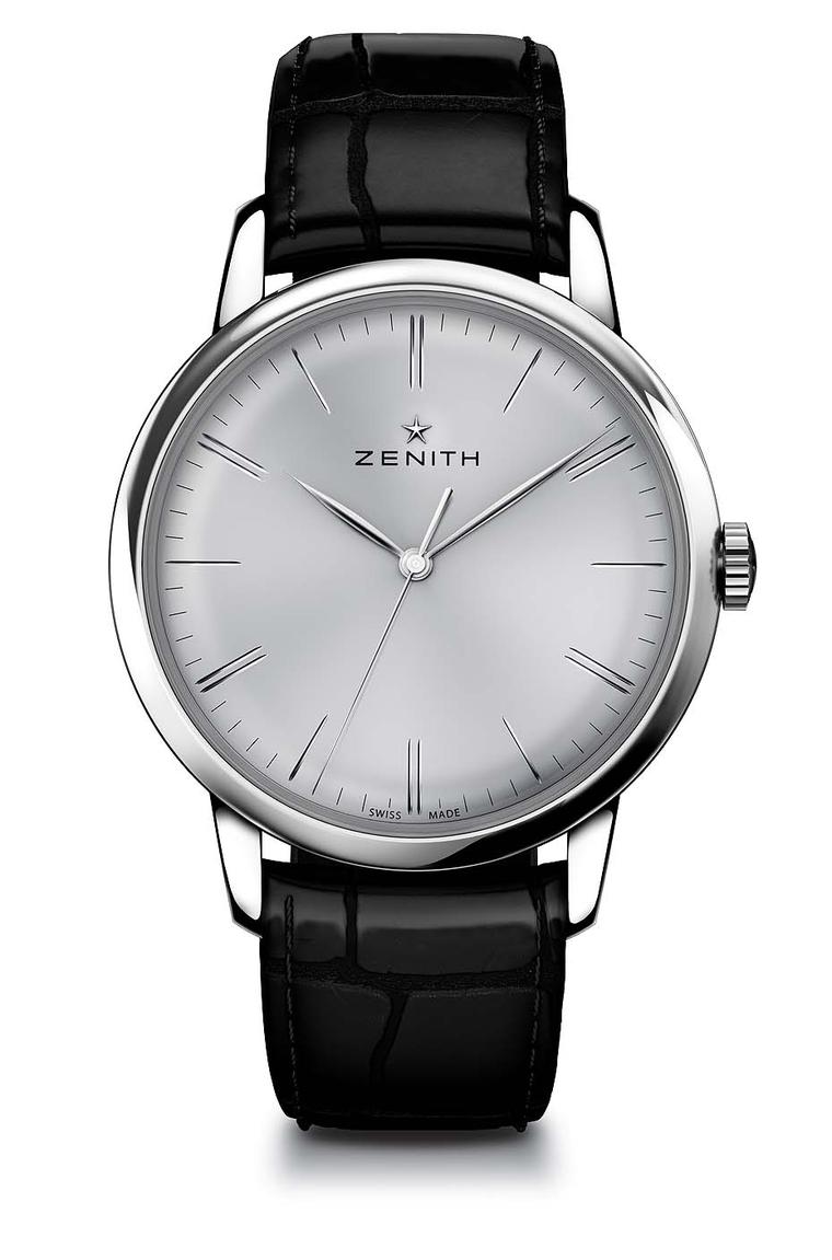 Zenith Elite 6150 men's watch is the epitome of understatement and refined taste. With its slim 42 mm pebble-shaped case and cambered dial punctuated by elongated baton hands, the Elite 6150 has replaced the small seconds counter with a sweep-seconds hand