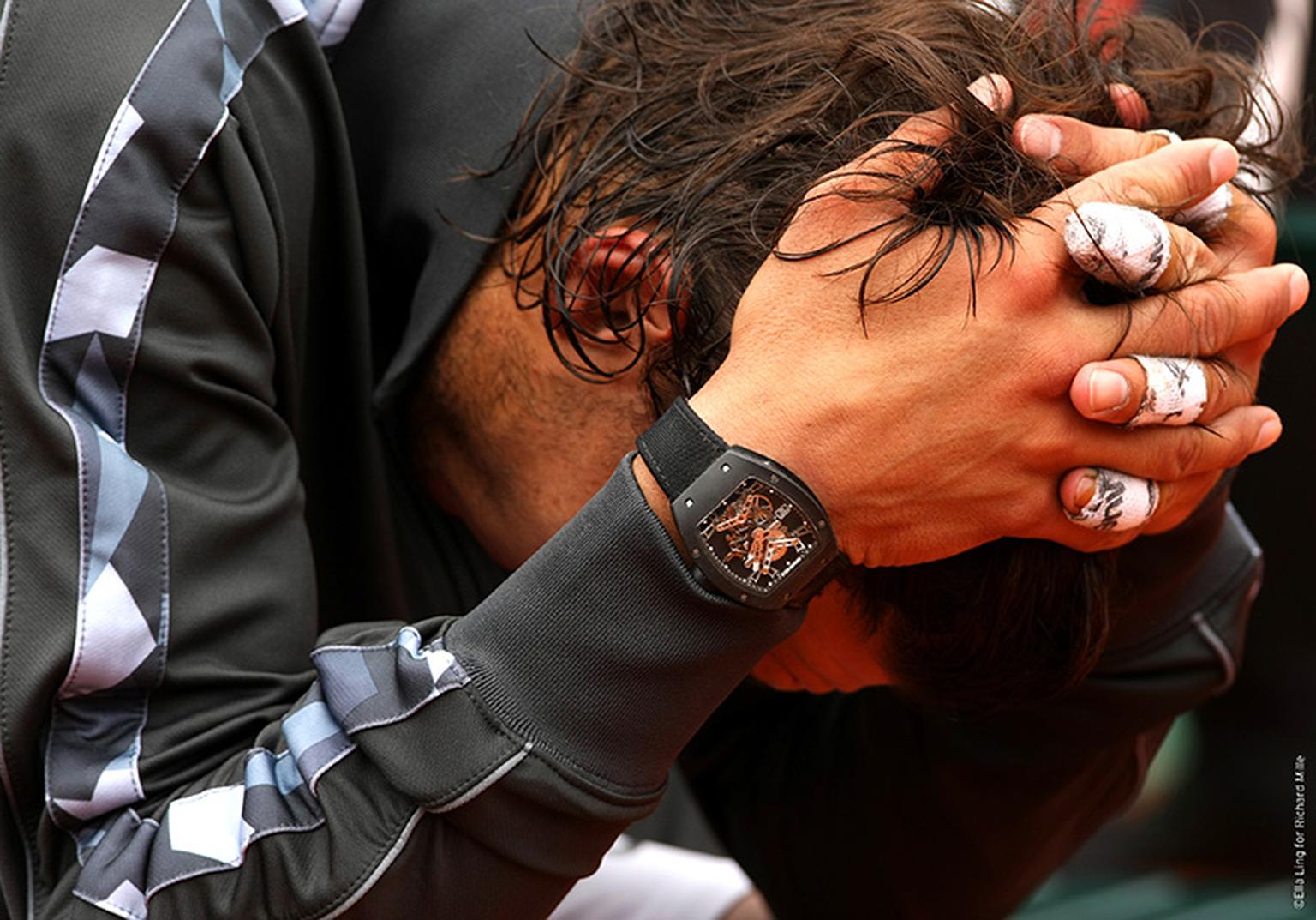 Rafael Nadal concentrates at the French Open