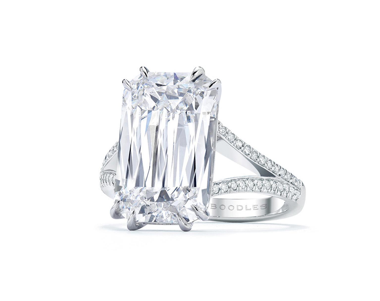 Platinum Three Stone Ashoka Diamond Ring - F-17261AK-0-DIA-PLAT