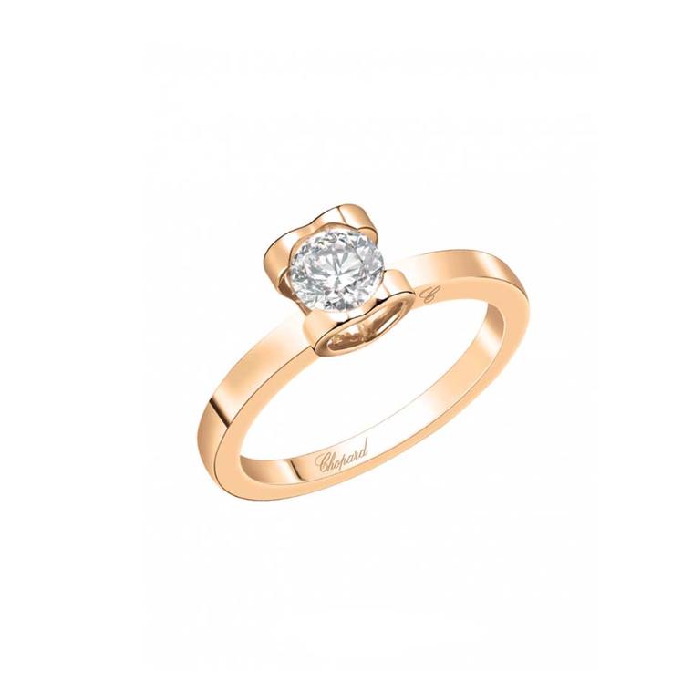 Chopard "For Love" diamond engagement ring in rose gold.