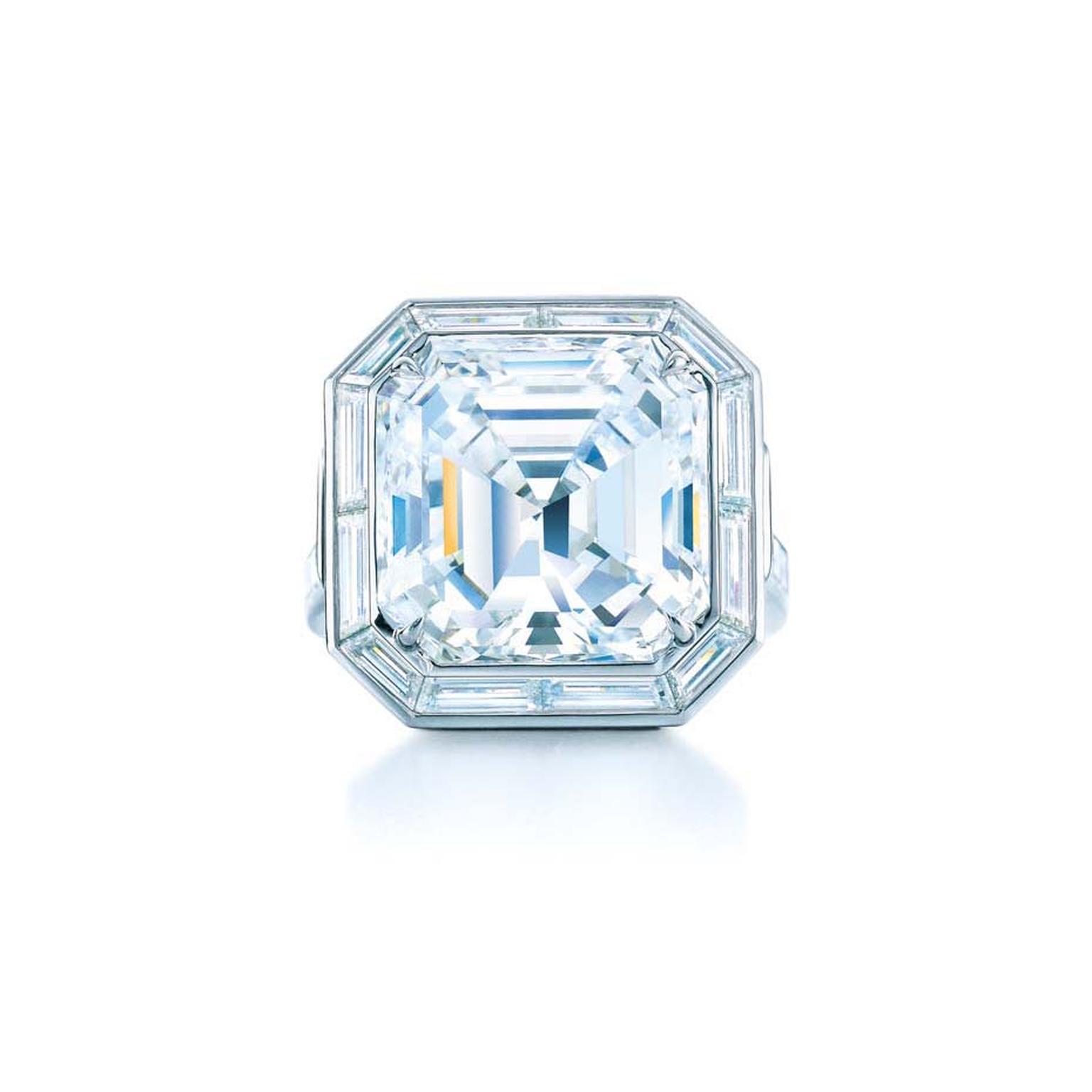 Tiffany & Co. emerald-cut diamond engagement ring from the 2014 Blue Book collection.