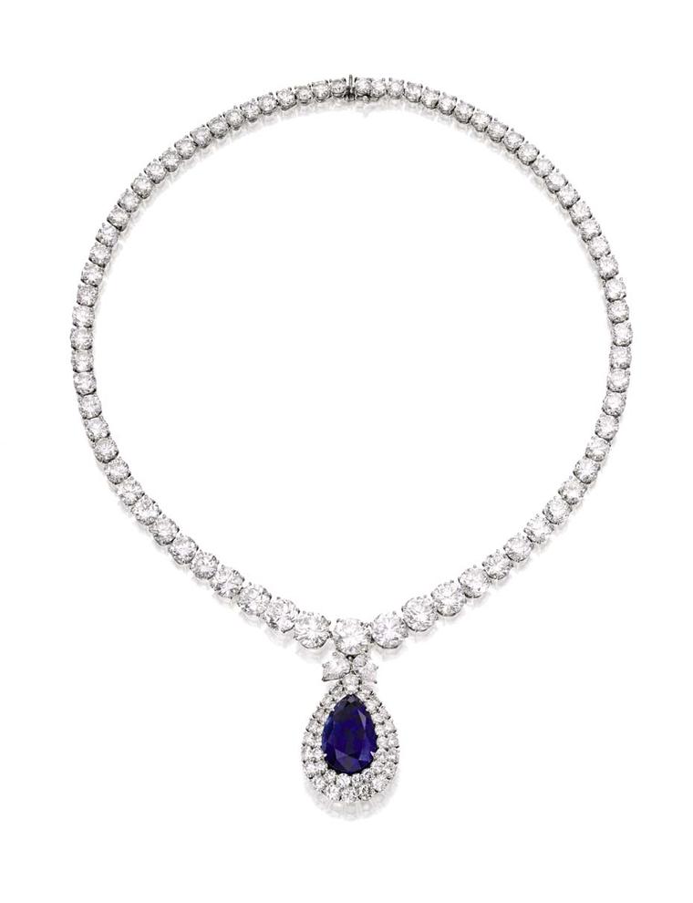 Sapphire and diamond Harry Winston necklace in platinum, circa 1978 - part of the Spectacular Bid collection (estimate: $300-400,000).