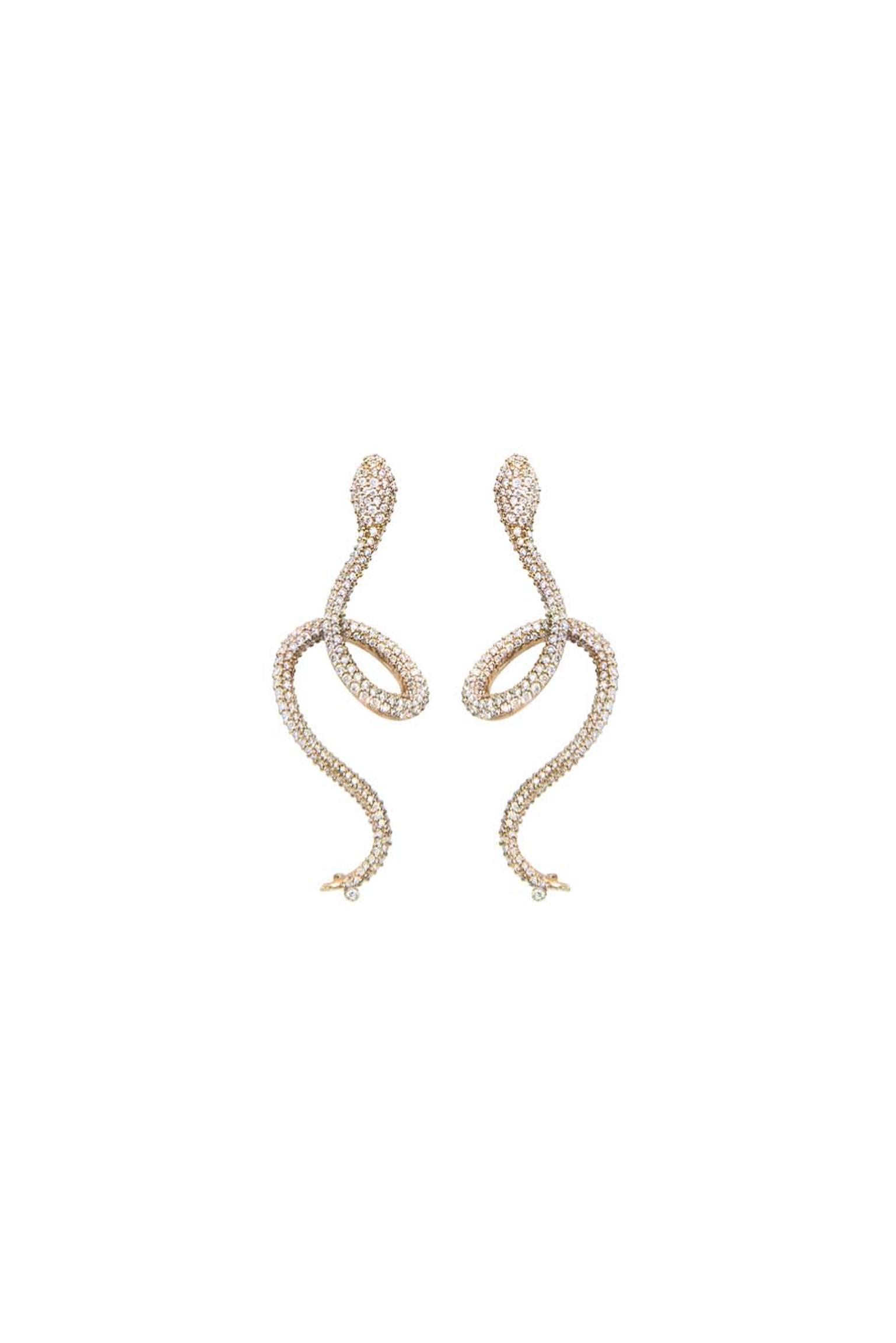 Ole Lynggaard snake earrings in 18ct yellow gold with diamonds.