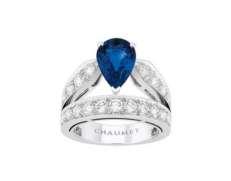 Chaumet Joséphine diamond and sapphire engagement ring.