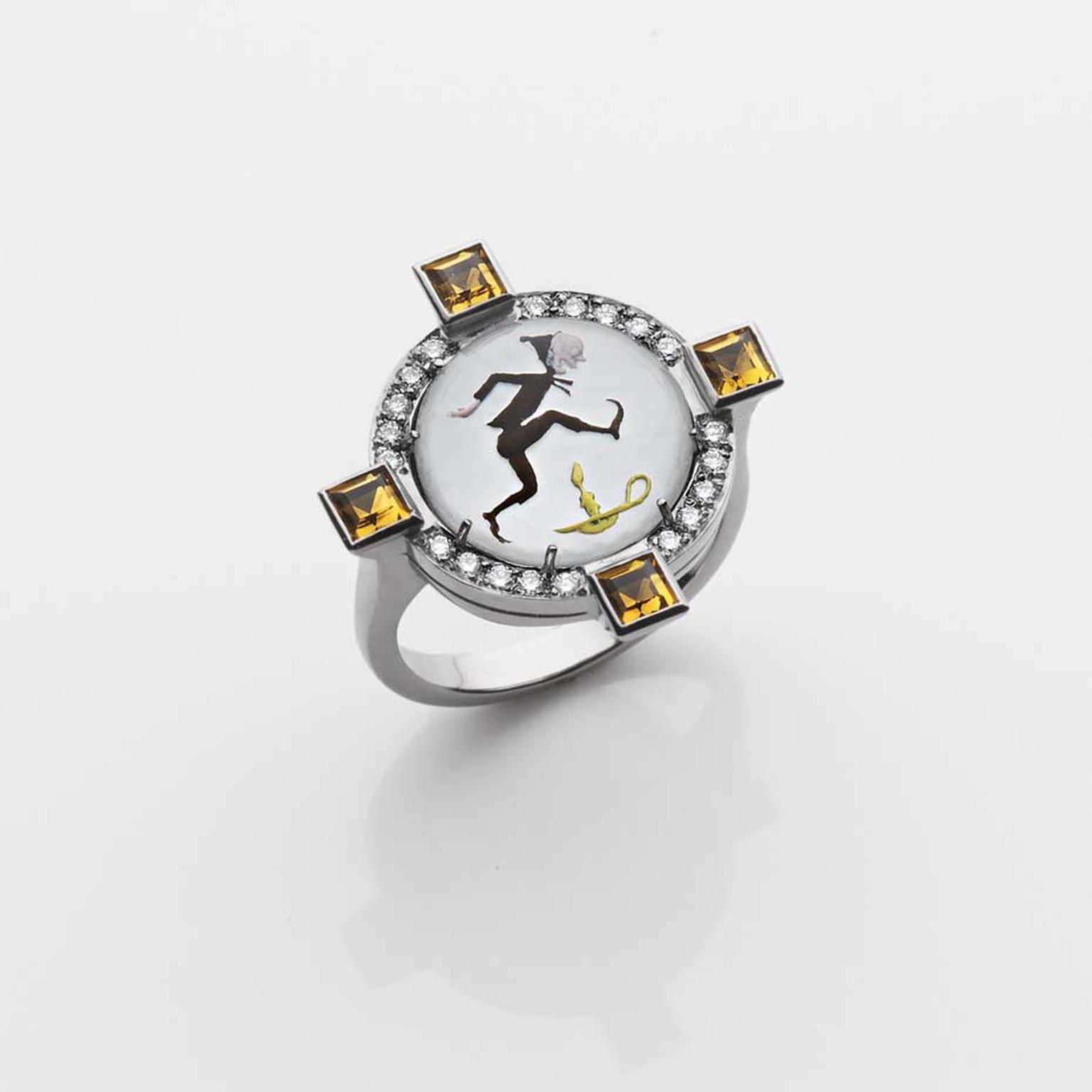 1930s "Jack Be Nimble" Francesca Villa ring set with four reverse-set citrines totalling 1.5ct (£1,299).