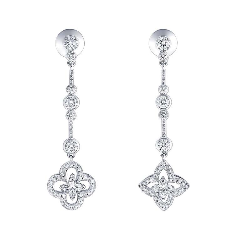 Louis Vuitton Pre-owned 18kt White Gold dentelle Diamond Drop Earrings - Silver