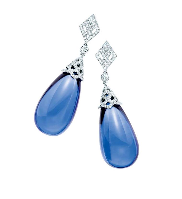 Tiffany & Co. tanzanite earrings with diamonds.