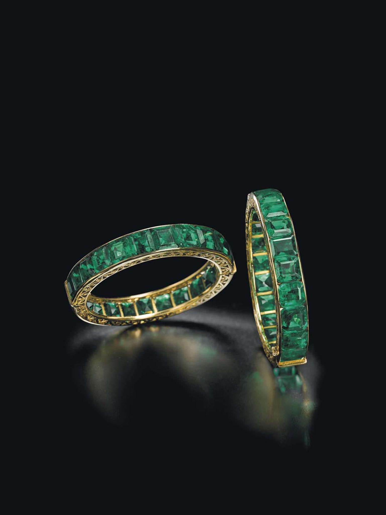 This pair of emerald bracelets, once owned by an Indian Royal family renowned for its enviable collection of emerald jewellery, sold for $1.74 million at Christie's Magnificent Jewels Sale in Geneva.