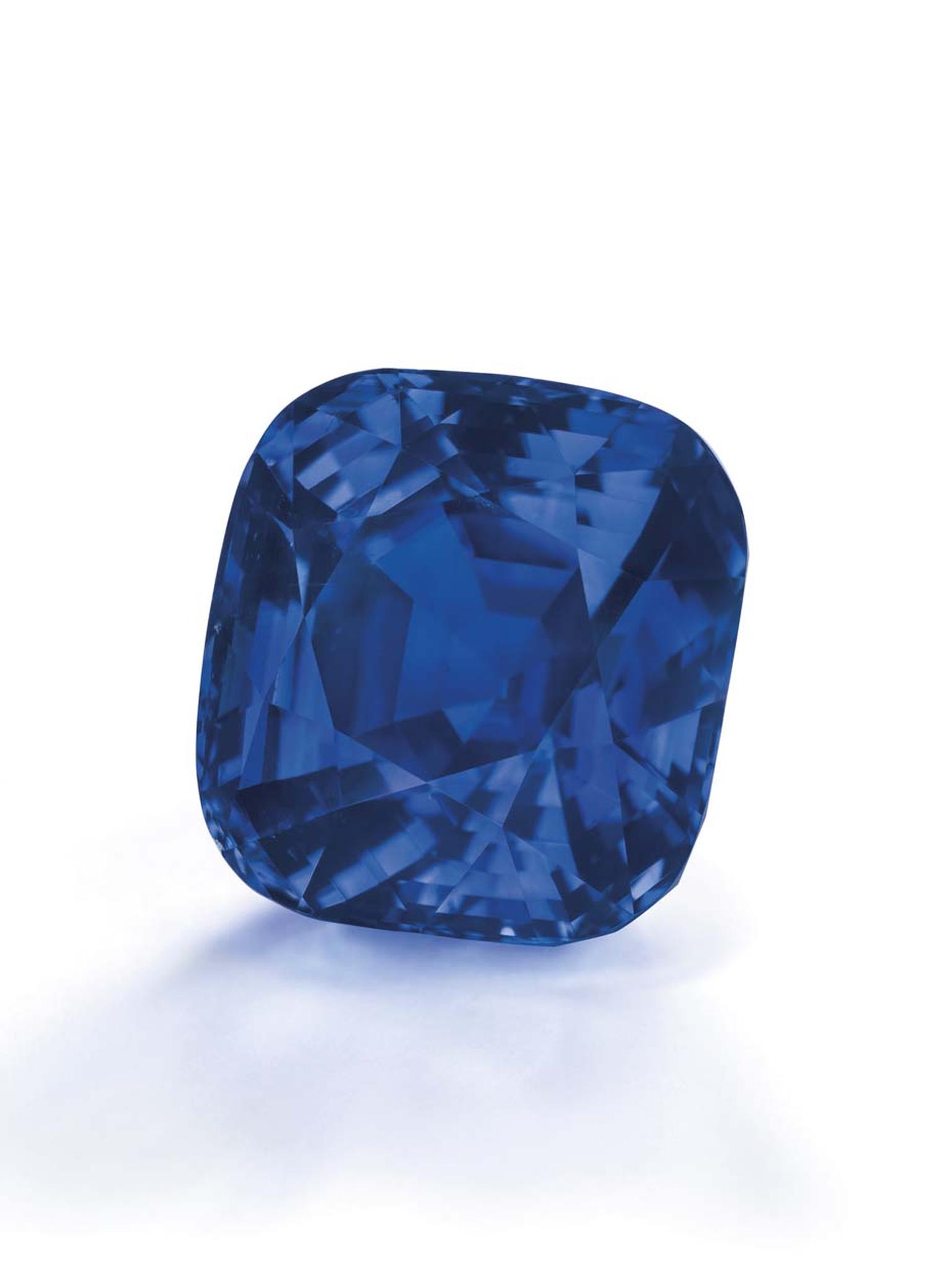 One of the top lots at Christie's Magnificent Jewels Sale in Geneva was this 35.09ct cushion-shaped Kashmir sapphire, which sold for $7.36 million or $209,689 per carat, making it the most valuable Kashmir sapphire ever sold at auction.