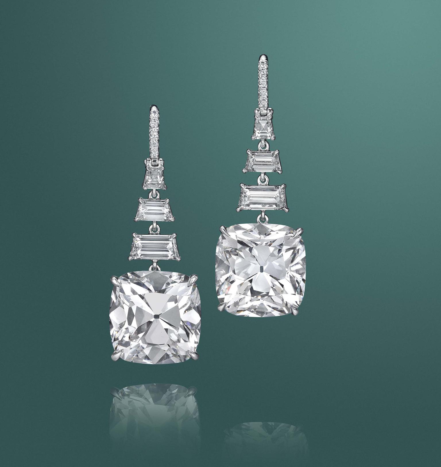 Diamonds are always among the top lots at Christie's Magnificent Jewels sales and this pair of  cushion-cut drop earrings were a highlight at the New York auction.