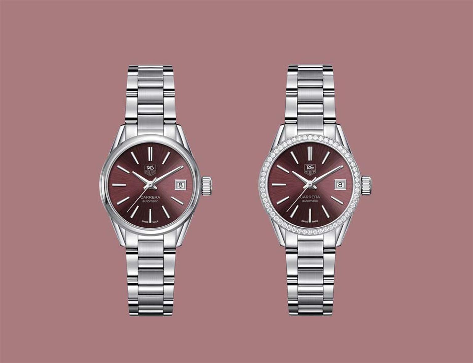 TAG Heuer watches Carrera Lady 28mm is a ladies version of the legendary Carrera watch of 1964. The sleek, fully integrated steel bracelet gives this watch a cool streamlined profile.