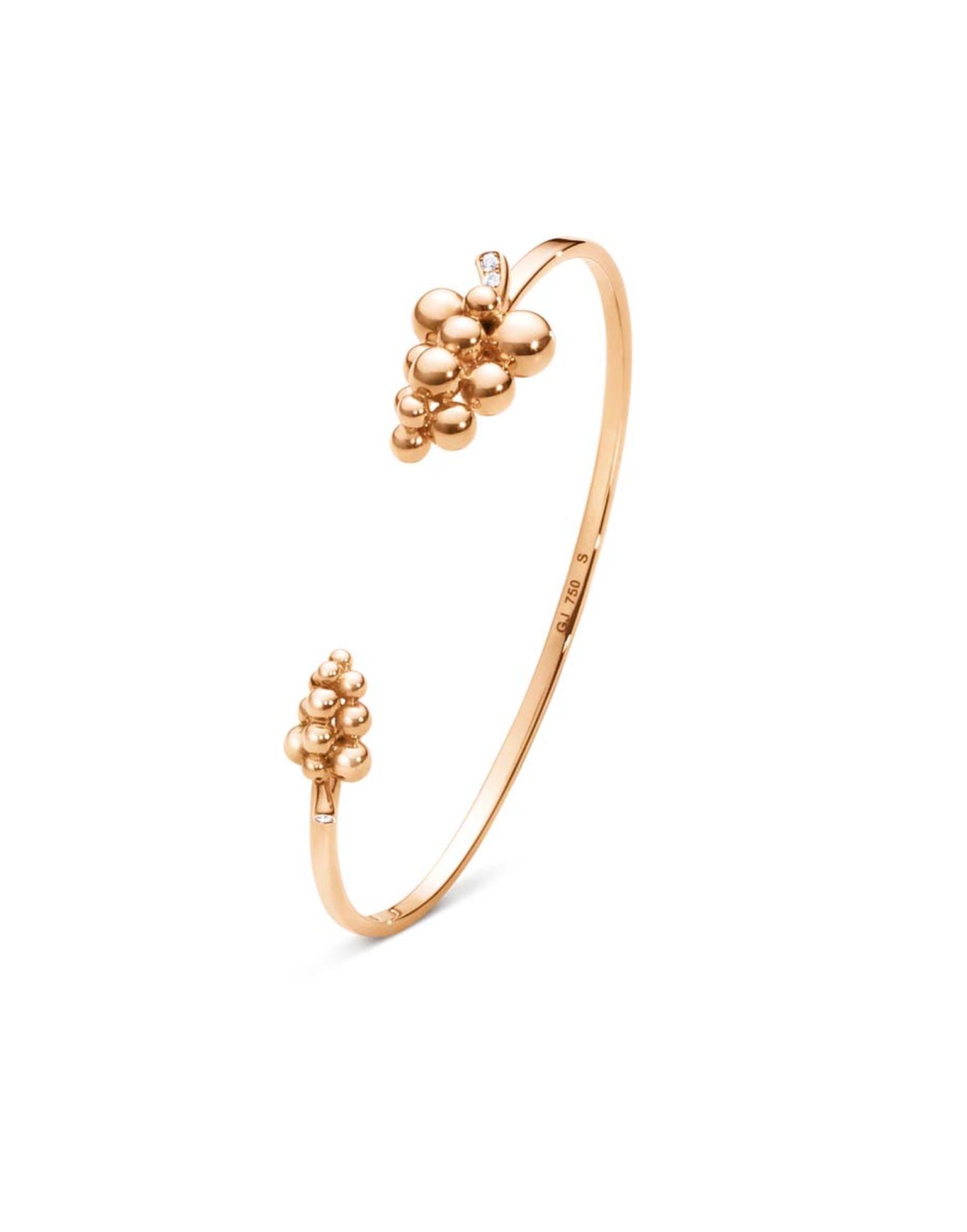 Georg Jensen rose gold bangle from the Moonlight Grapes collection with brilliant-cut diamonds (£1,575).