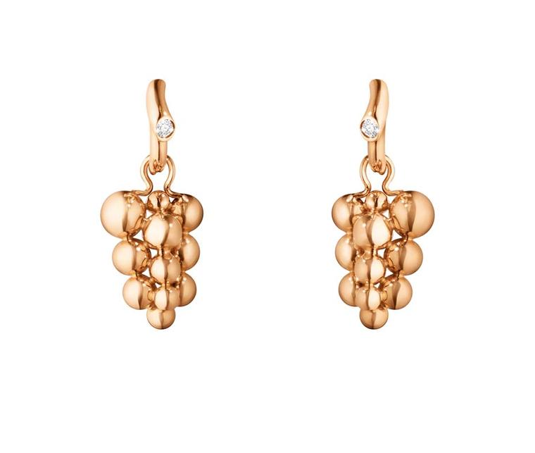 Georg Jensen rose gold earrings with brilliant-cut diamonds, new to the Moonlight Grapes collection (£1,325).
